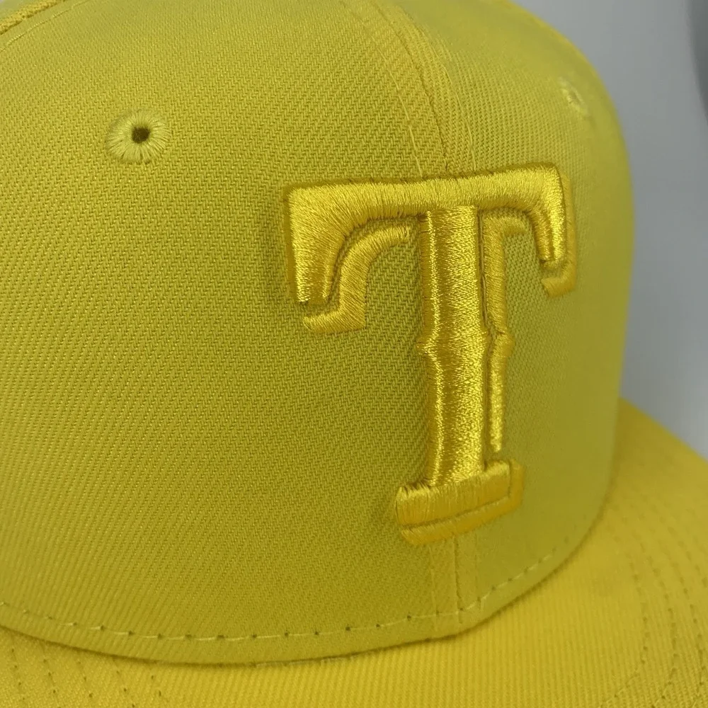 Texas Rangers Hat Yellow Tonal New Era 59FIFTY Fitted Size 7 MLB Baseball Cap